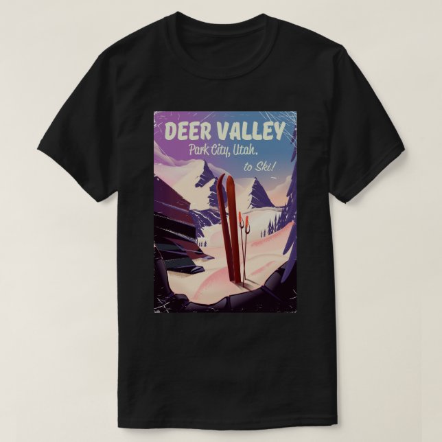 Camiseta Deer Valley, Park City, Utah, afiche de viaje para (Diseño del anverso)