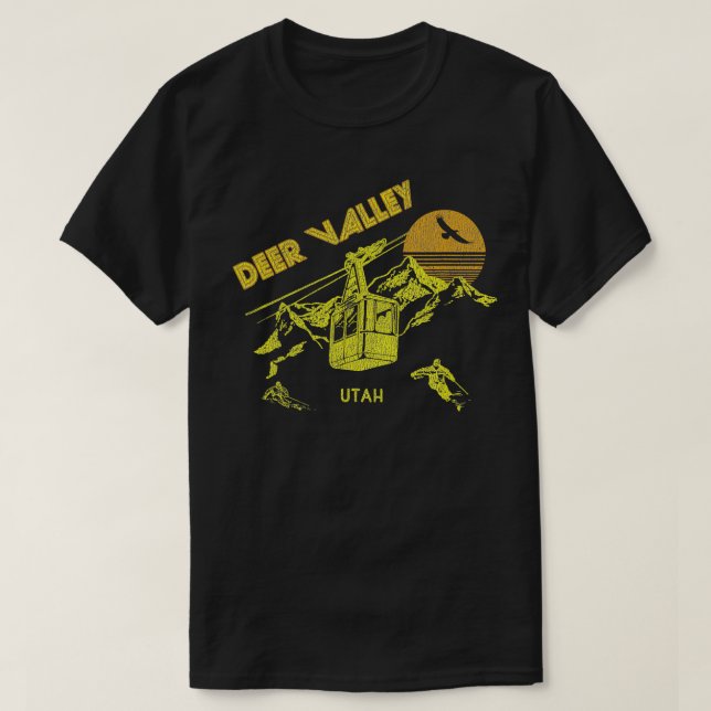 Camiseta Deer Valley Utah Retro Skiing (Diseño del anverso)