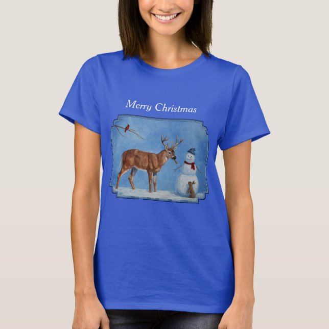 Camiseta Deer y los divertidos Navidades Snowman (Anverso)