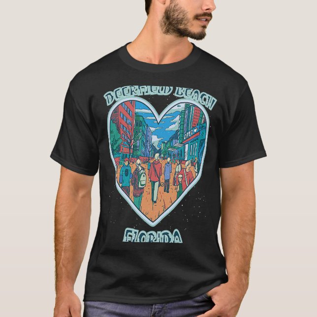 Camiseta Deerfield Beach In Florida Travel Souvenir Heart (Anverso)
