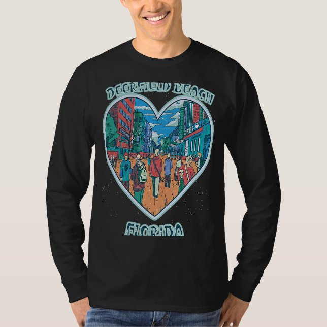 Camiseta Deerfield Beach In Florida Travel Souvenir Heart (Anverso)