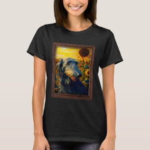 Camiseta Deerhound Pintando Flor De Girasol De Escocia