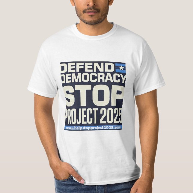 Camiseta Defender la democracia, Stop Project 2025 (Anverso)