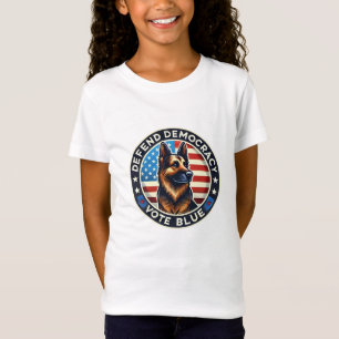 Camiseta Defender la democracia - Vota azul - Pastor alemán