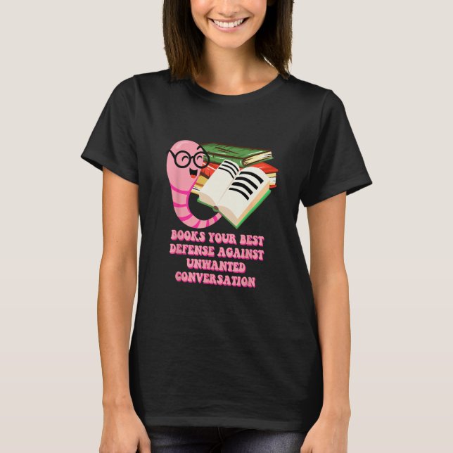 Camiseta Defense Against Conversation Bookworm Introvert (Anverso)
