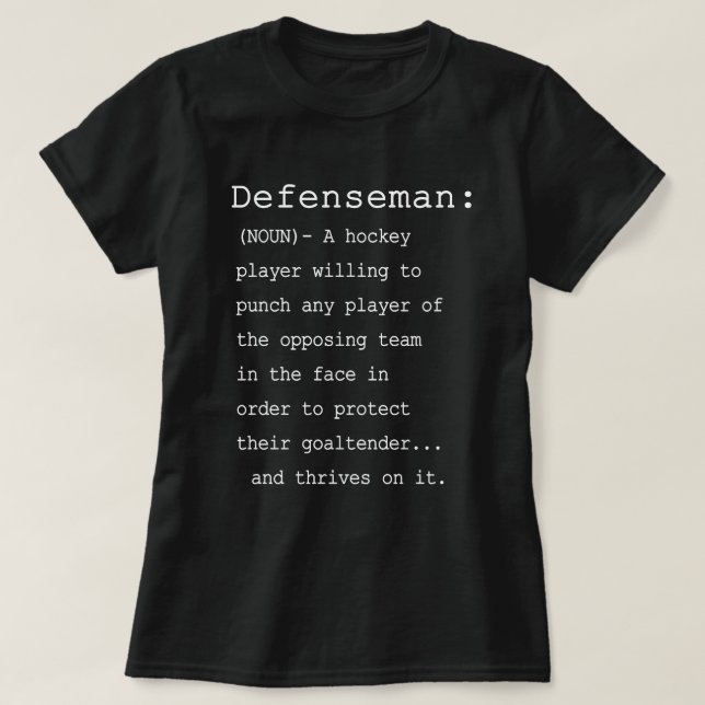 Camiseta Defenseman - Definición de hockey (Diseño del anverso)