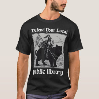 Camiseta Defiende tu biblioteca pública local Gato caballer