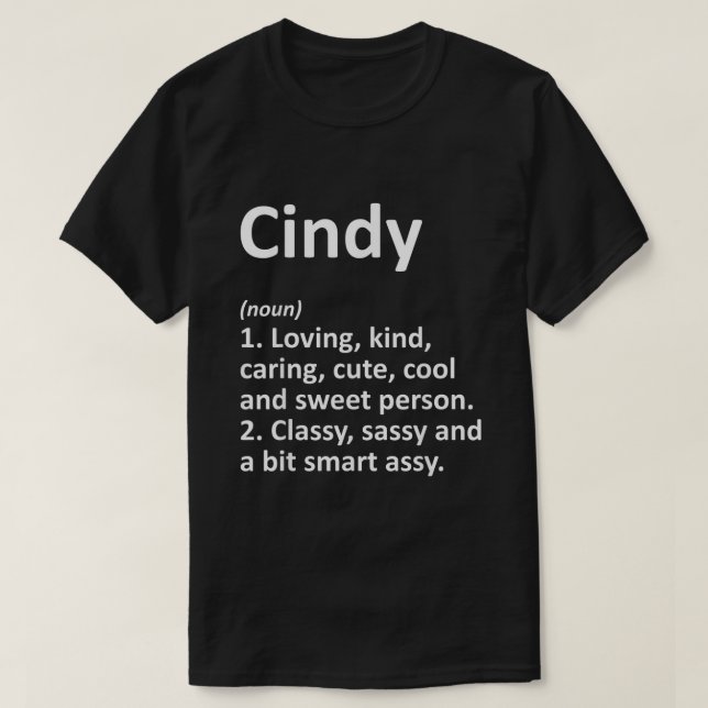 Camiseta Definición CINDY Nombre Personalizado Funny Cumple (Diseño del anverso)