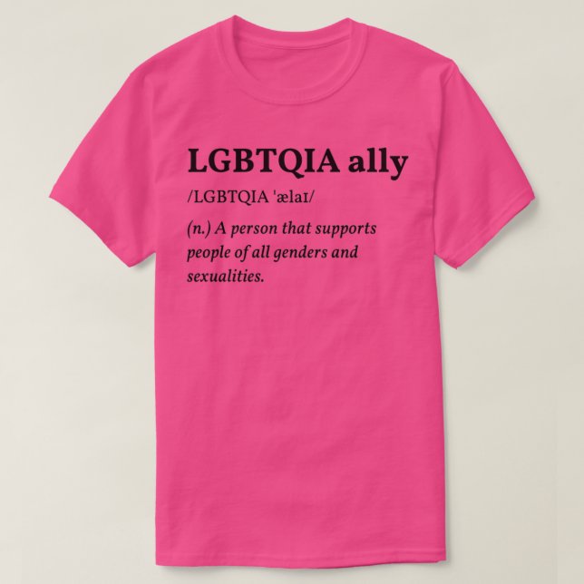 Camiseta Definición de aliado LGBTQIA 2 (Diseño del anverso)