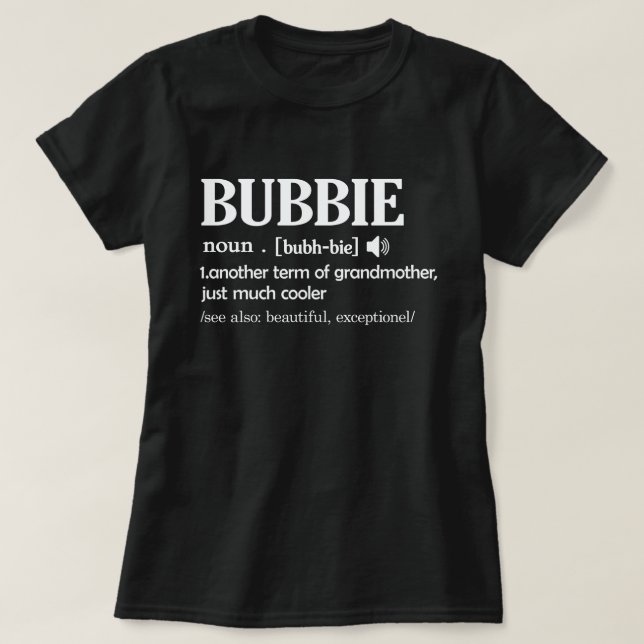 Camiseta Definición de Bubbie Graciosa Regalo del Día de la (Diseño del anverso)