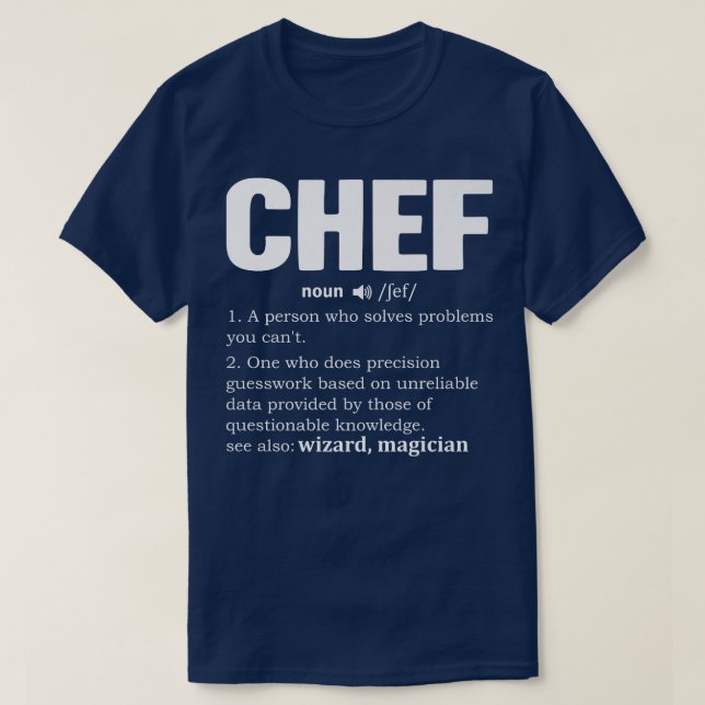 Camiseta Definición De Chef Sous Chef Diccionario Cook Noun (Diseño del anverso)