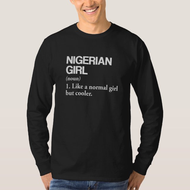 Camiseta Definición de Chica nigeriana Bandera de Nigeria L (Anverso)