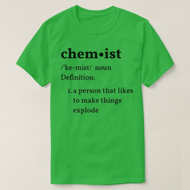 Camiseta Definición de diccionario de humor químico (Diseño del anverso)