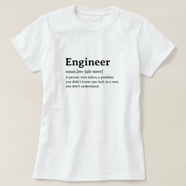 Camiseta Definición de diccionario humorística de ingeniero (Diseño del anverso)
