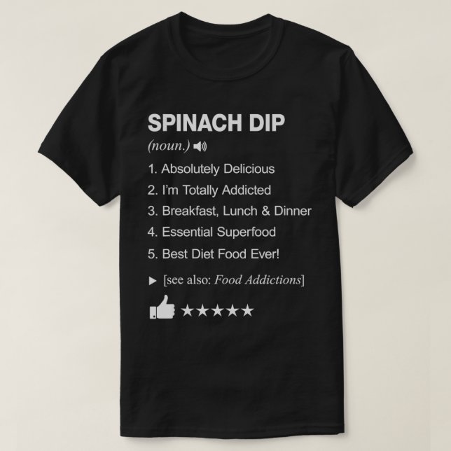 Camiseta Definición De Dip De Espinacas Significando Divert (Diseño del anverso)