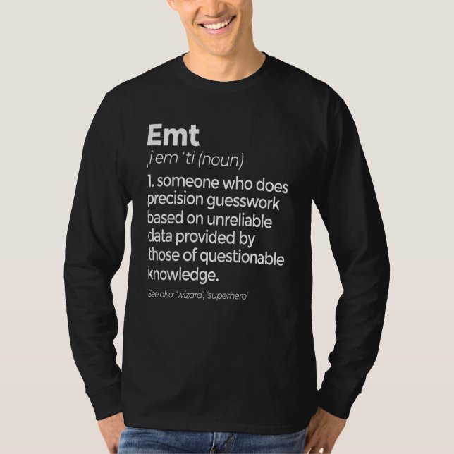 Camiseta Definición de Emt Divertida Técnico de Emergencias (Anverso)