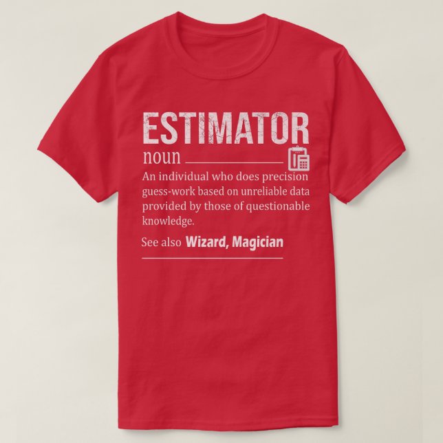 Camiseta Definición de estimador divertida, Títulos de trab (Diseño del anverso)