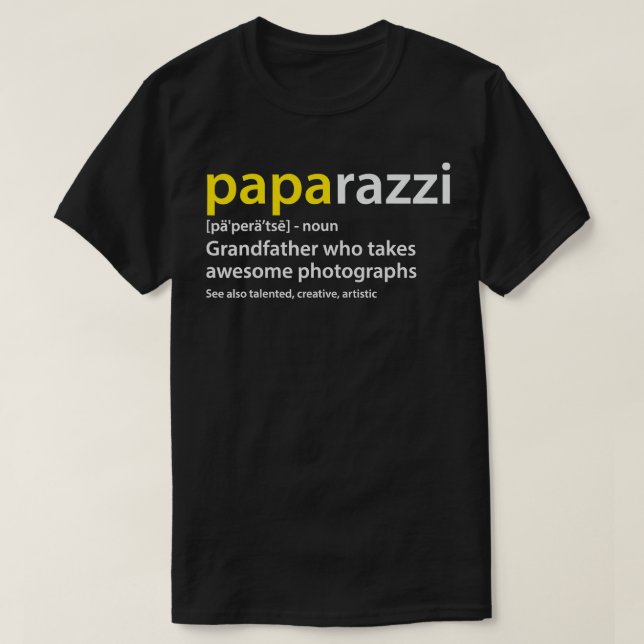 Camiseta Definición de Fotógrafo Abuelo para Hombres PAPAra (Diseño del anverso)