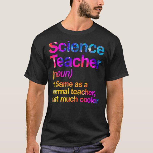 Camiseta Definición de maestro de ciencias primer día Tie D (Anverso)