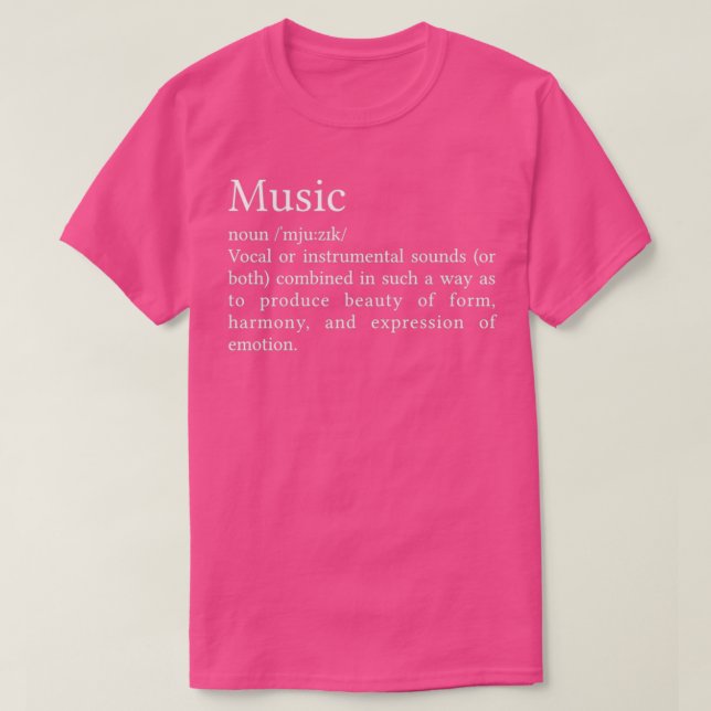 Camiseta Definición de música (Diseño del anverso)
