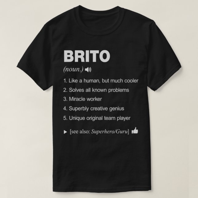Camiseta Definición De Nombre Brito Significa Familia Diver (Diseño del anverso)
