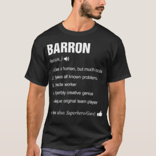 Camiseta Definición de nombre de Barron significa diversión