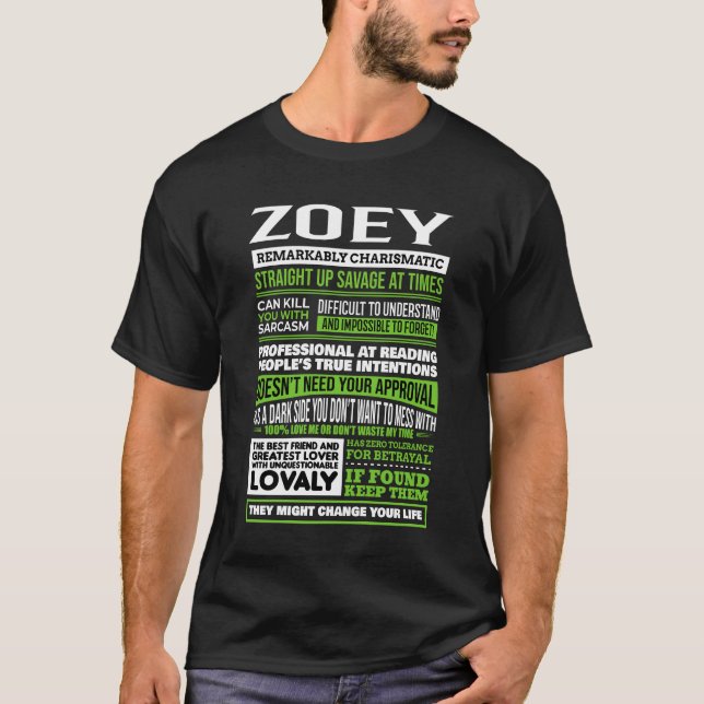 Camiseta Definición de nombre de Chica Zoey (Anverso)