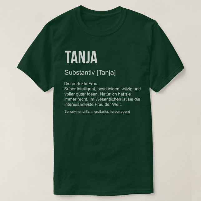 Camiseta Definición de nombre gracioso nombre Gift Tanja (Diseño del anverso)
