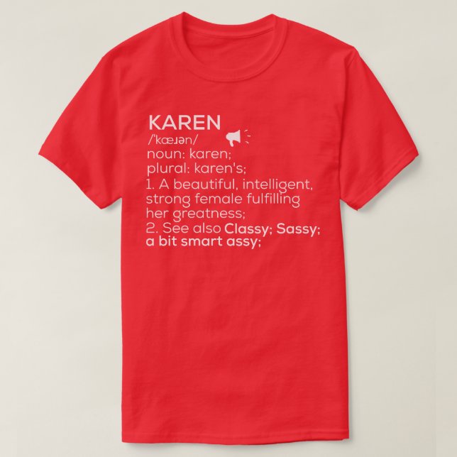 Camiseta Definición de nombre Karen Nombre femenino Karen 1 (Diseño del anverso)
