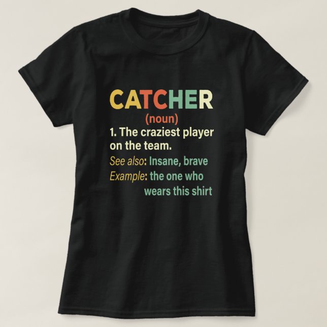 Camiseta Definición de Sofball, Catcher-Vintage (Diseño del anverso)