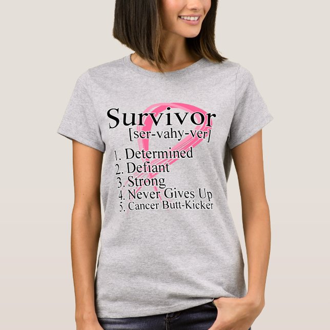 Camiseta Definición de superviviente - Cáncer de Mama (Anverso)