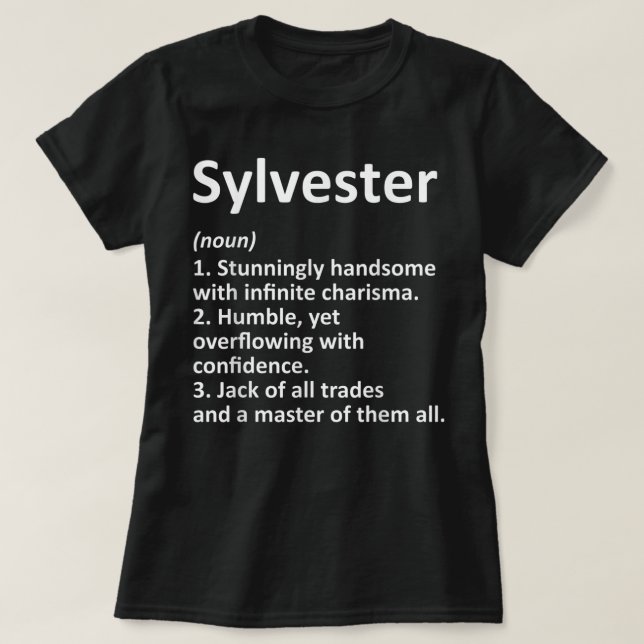 Camiseta Definición de SYLVESTER Nombre Personalizado Nacim (Diseño del anverso)