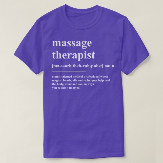 Camiseta Definición de terapeuta de masaje (Diseño del anverso)