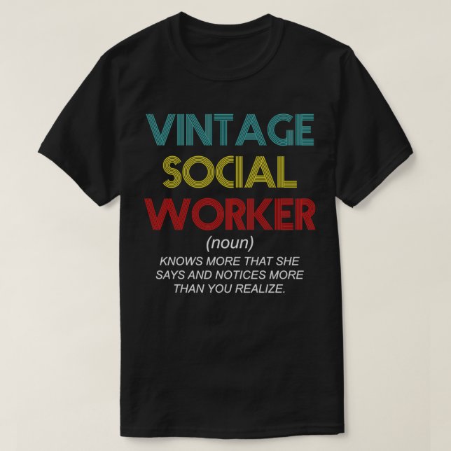 Camiseta Definición de trabajador social vintage (Diseño del anverso)