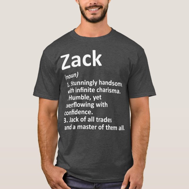 Camiseta Definición de ZACK Nombre personalizado Difícil Cu (Anverso)