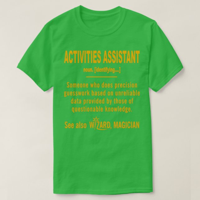 CAMISETA DEFINICIÓN DEL AYUDANTE DE ACTIVIDADES (Diseño del anverso)