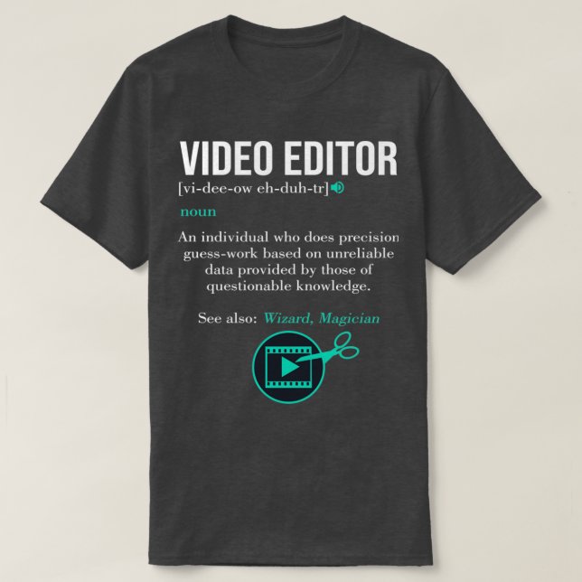Camiseta Definición del editor de vídeo de creación de pelí (Diseño del anverso)