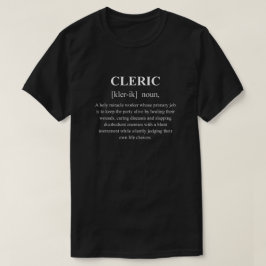 Camiseta Definición Divertida de Clérigo RPG con Texto Blan