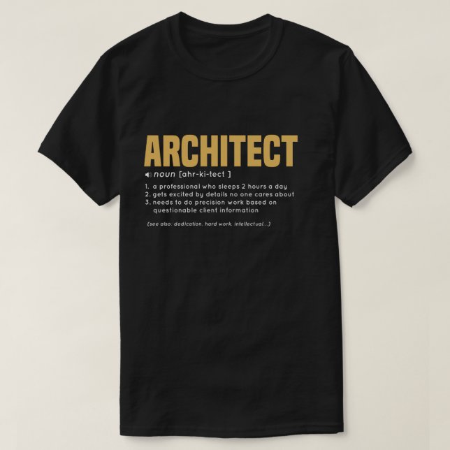 Camiseta Definición divertida del ARQUITECTO con color (Diseño del anverso)