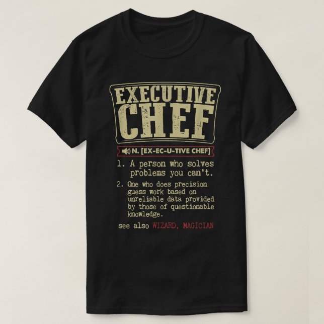 Camiseta Definición divertida del chef ejecutivo  (Diseño del anverso)