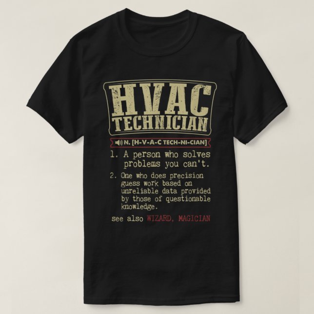 Camiseta Definición divertida del técnico de HVAC (Diseño del anverso)