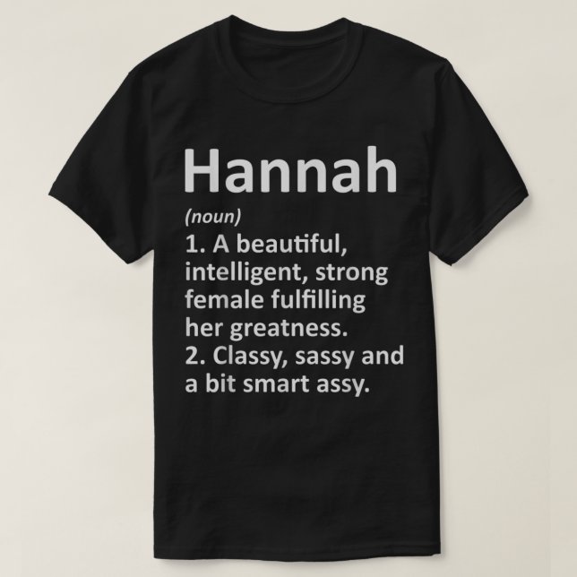 Camiseta Definición HANNAH Nombre personalizado Graciosa Ch (Diseño del anverso)