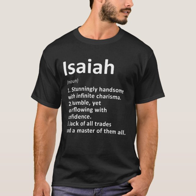 Camiseta Definición Isaiah Nombre Personalizado Divertido C (Anverso)