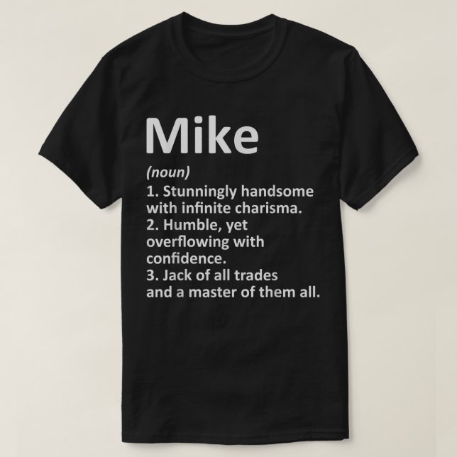 Camiseta Definición MIKE Nombre personalizado Funny Cumplea (Diseño del anverso)