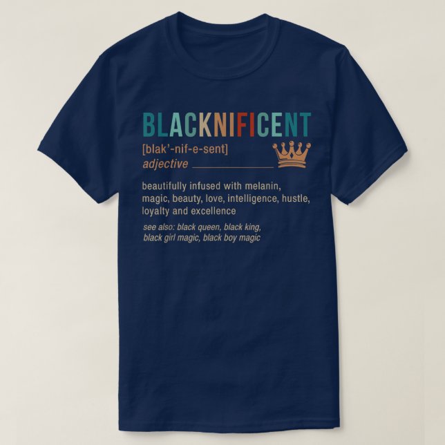 Camiseta Definición Retro Blacknificante Melanin Bla africa (Diseño del anverso)