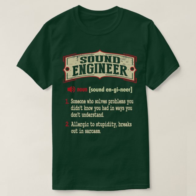 Camiseta Definición sarcástica de ingeniero de sonido (Diseño del anverso)
