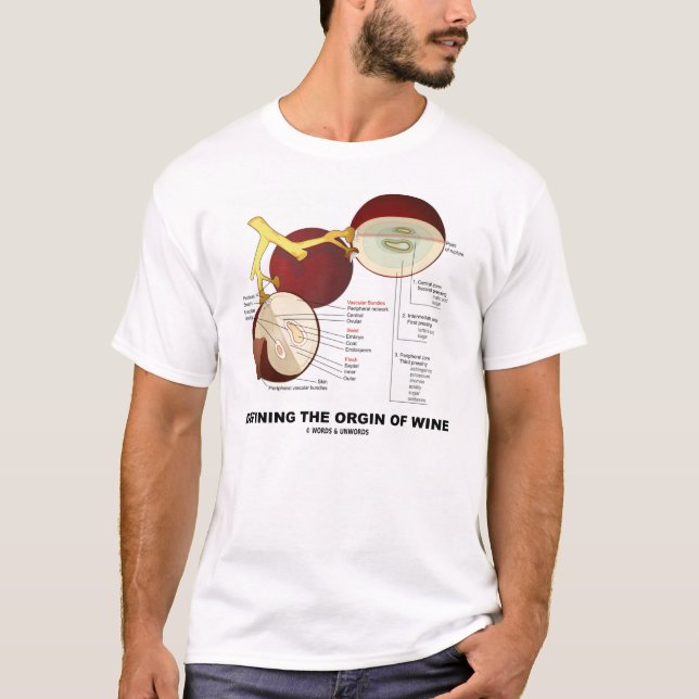 Camiseta Definiendo el origen del vino (baya de la uva de (Anverso)