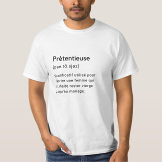 Camiseta Définition drôle du mot prétentieuse.