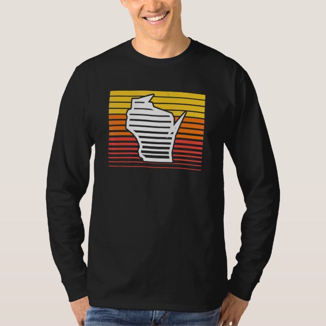 Camiseta Degradado Retroceso de Forma de Wisconsin (Anverso)