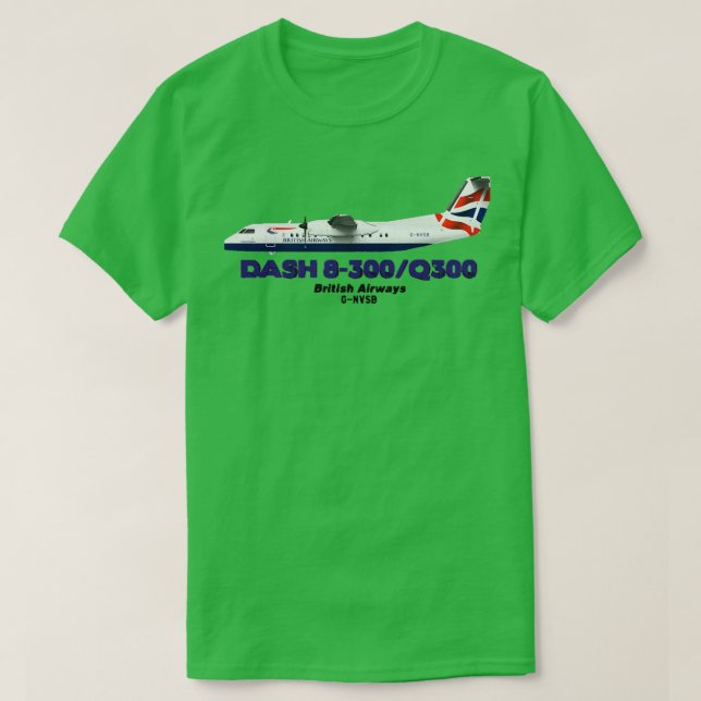 Camiseta DeHavilland Canada Dash 8300Q300 British Airways (Diseño del anverso)